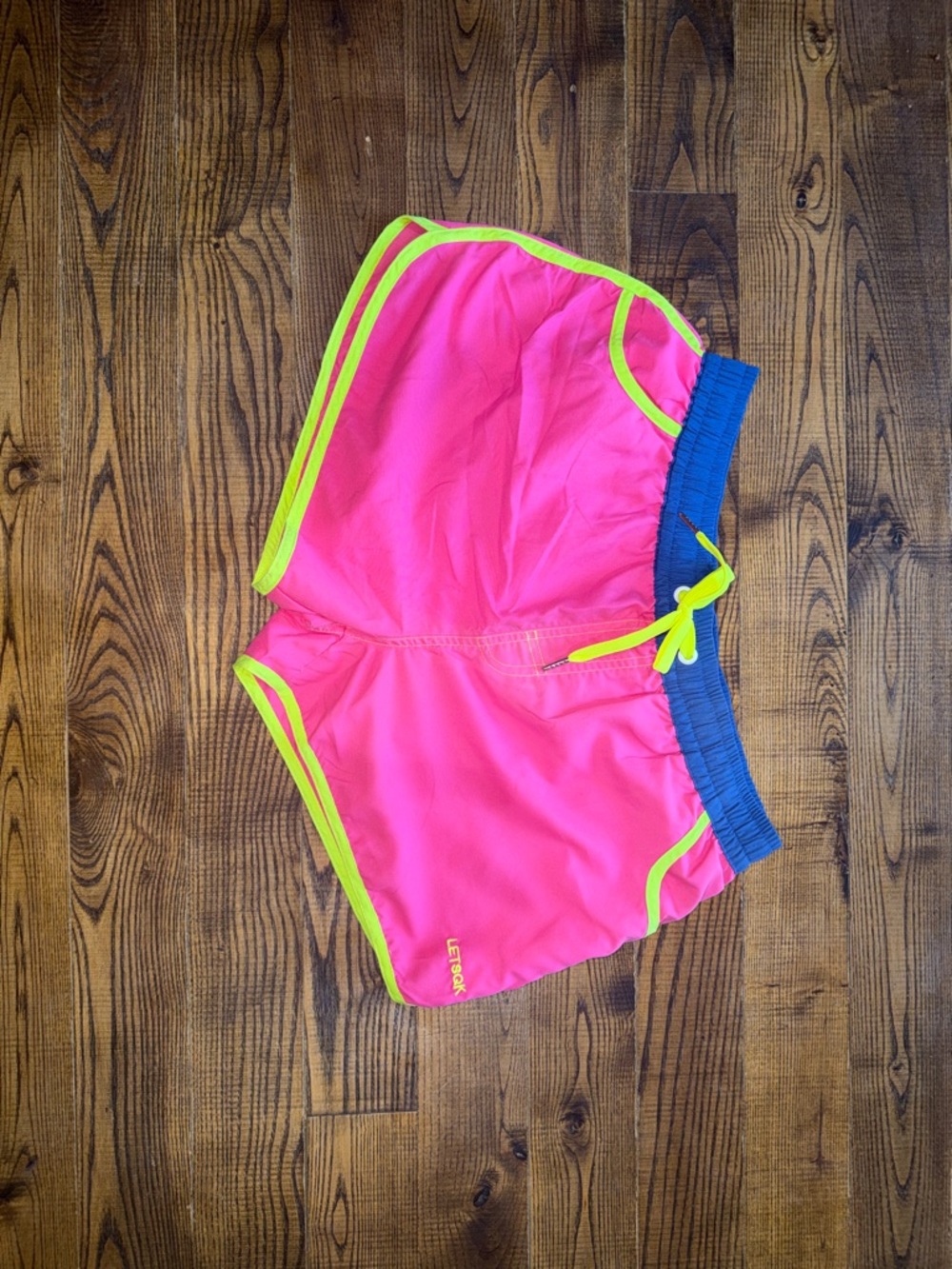 Men's Hot Pink Swim Trunks with Neon Trim